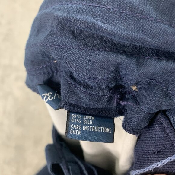 Polo Ralph Lauren Pants Mens 33x32” Blue Military Cargo Silk Linen Paratrooper - Picture 10 of 14